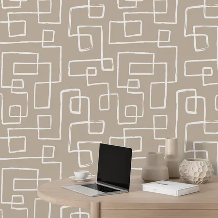 Pastel Boho Style Abstract Line Art Wallpaper Mural