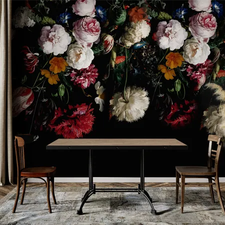 Vintage Dark Dutch Flowers Wallpaper Mural | MareWall