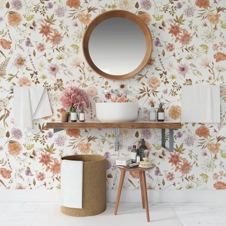 Watercolor Hand Drawn Summer Floral Wallpaper Mural