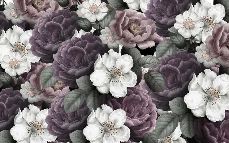 Gray Large Flowers