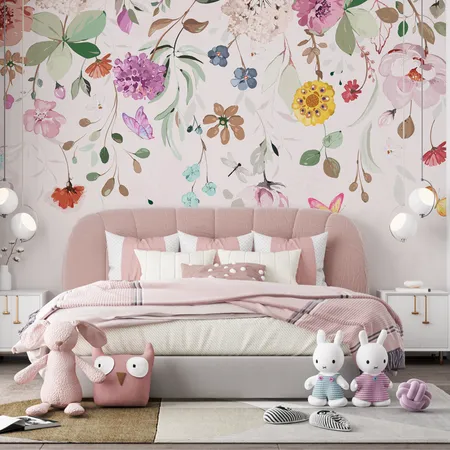 Pastel Colors Peony Floral Peel And Stick Wall Mural
