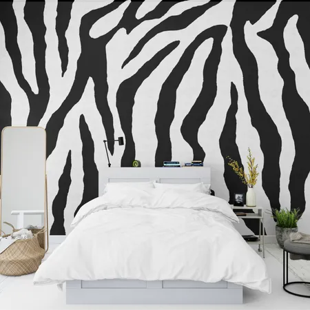 Minimalist Soyut Siyah Beyaz Zebra Desenli Duvar Kağıdı