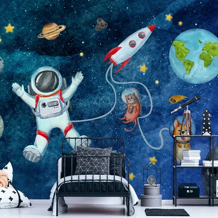Kids Space And Planets Peel And Stick Wallpaper Mural