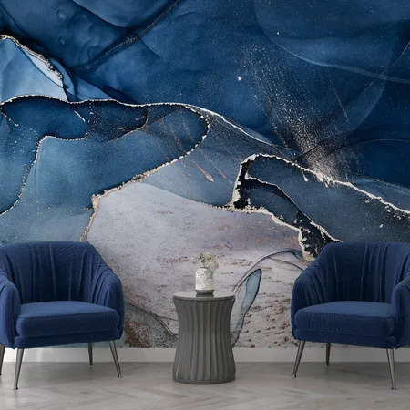 Dark Blue Marble Faux Texture Peel And Stick Wallpaper