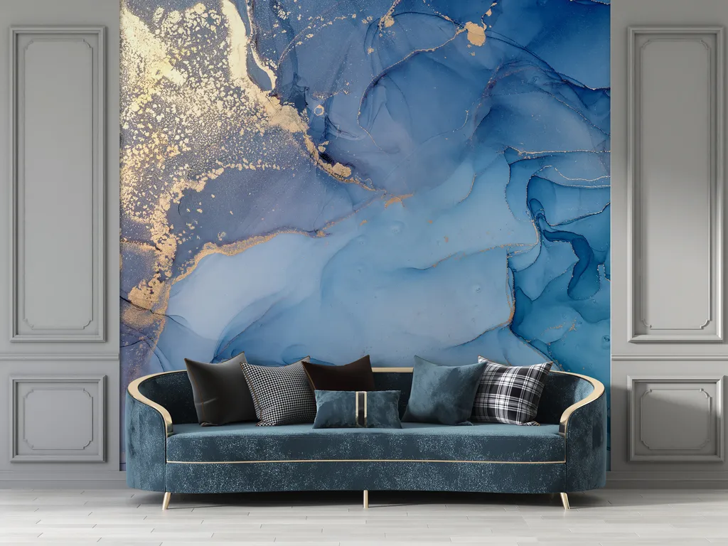 Blue Marble Texture Pattern Peel And Stick Wallpaper