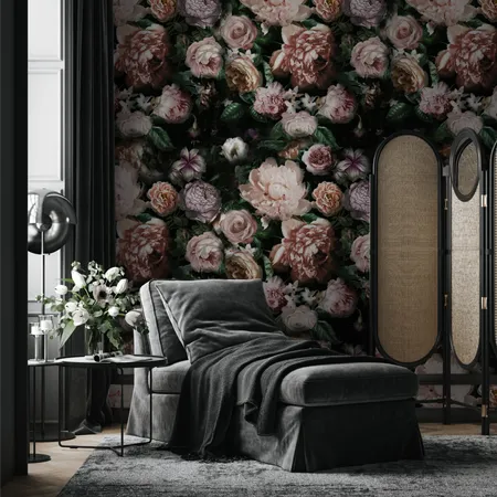 Watercolor Peony Flowers Wall Mural Peel And Stick Wallpaper
