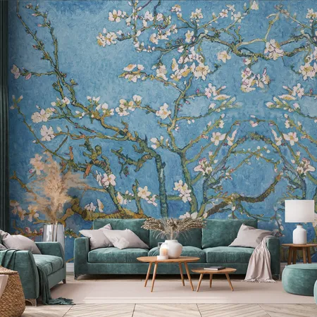 Almond Blossom with Tree Wallpaper Peel And Stick Wall Mural