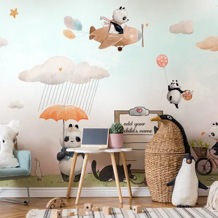 Kids Flying Animals And Sky Peel And Stick & Wall Mural