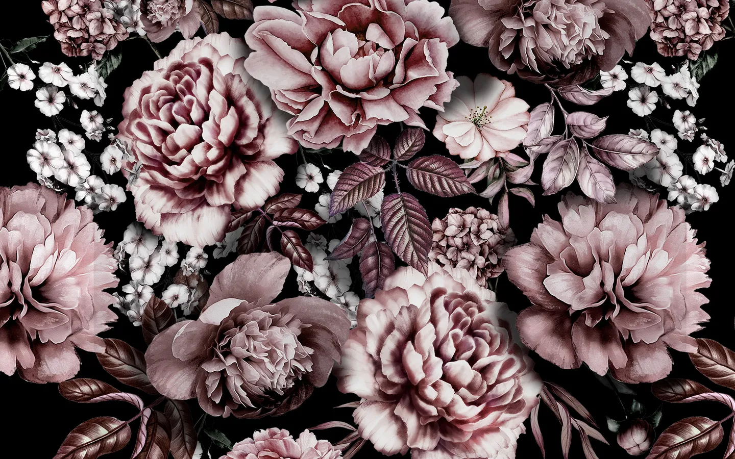 Vintage Dark Floral Peel And Stick Wallpaper Mural