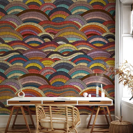 Abstract Art Colorful Wavy Bohemian Wallpaper Mural