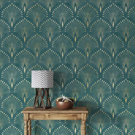 Light Green And Gold Geometric Peel And Stick Wallpaper