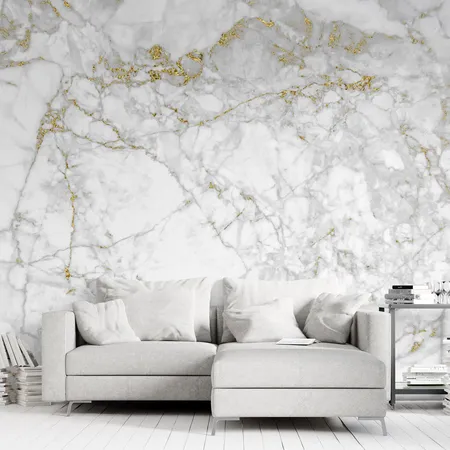 Soft White And Gold Marble Faux Peel And Stick Wallpaper
