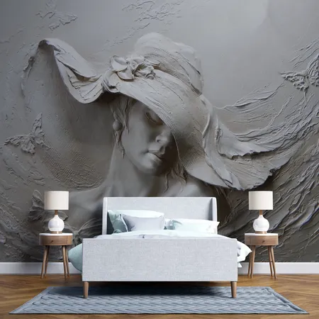 3D Women White Concrete Texture Peel And Stick Wallpaper