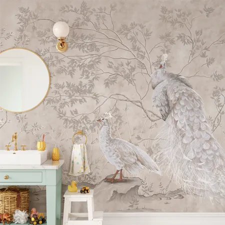 Soft Pastel Colors Chinoiserie Landscape Wallpaper Mural