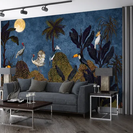 Tropical Night Animals Peel And Stick Wallpaper Mural