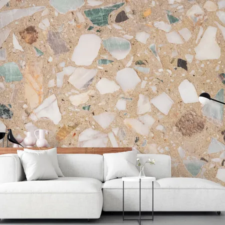 Mermer Taş Terrazzo Desenli Kendinden Yapışkanlı Duvar Kağıdı