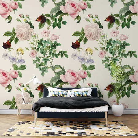 Fresh Flowers And White Peel And Stick Wallpaper Mural