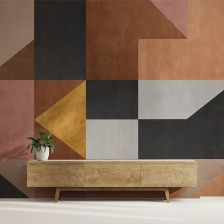 Antique Colors with Contemporary Geometric Wallpaper Mural