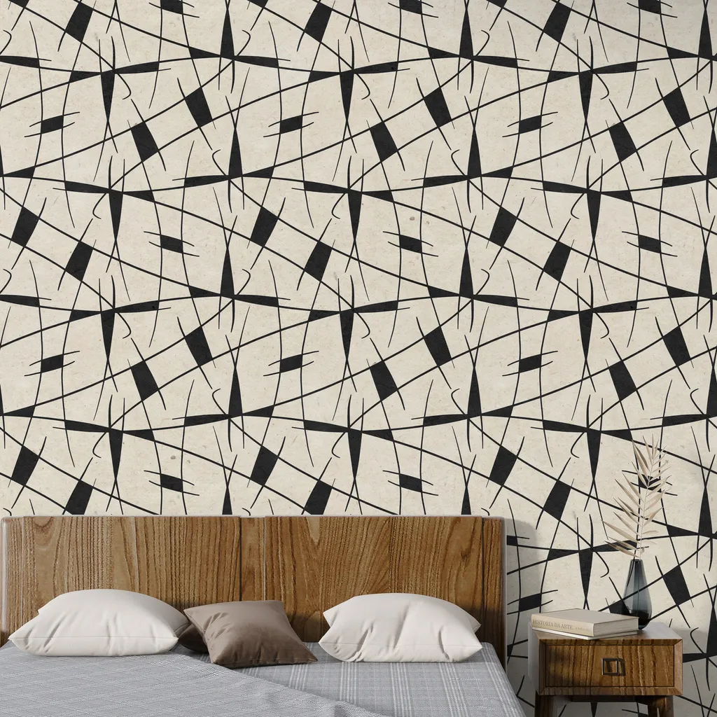Minimalist Black and White Abstract Art Wallpaper Mural