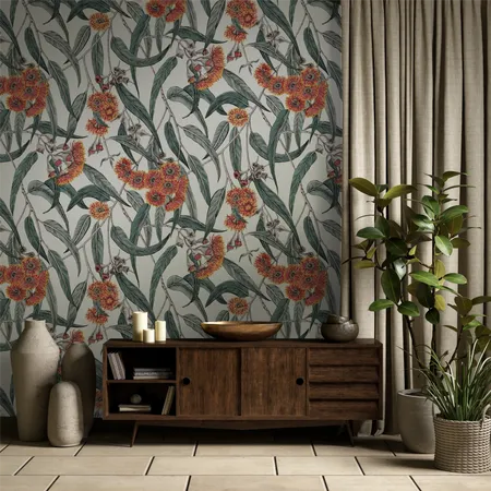Eucalyptus Flowers and Leaves Wallpaper Peel And Stick