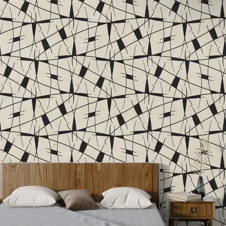 Minimalist Black and White Abstract Art Wallpaper Mural