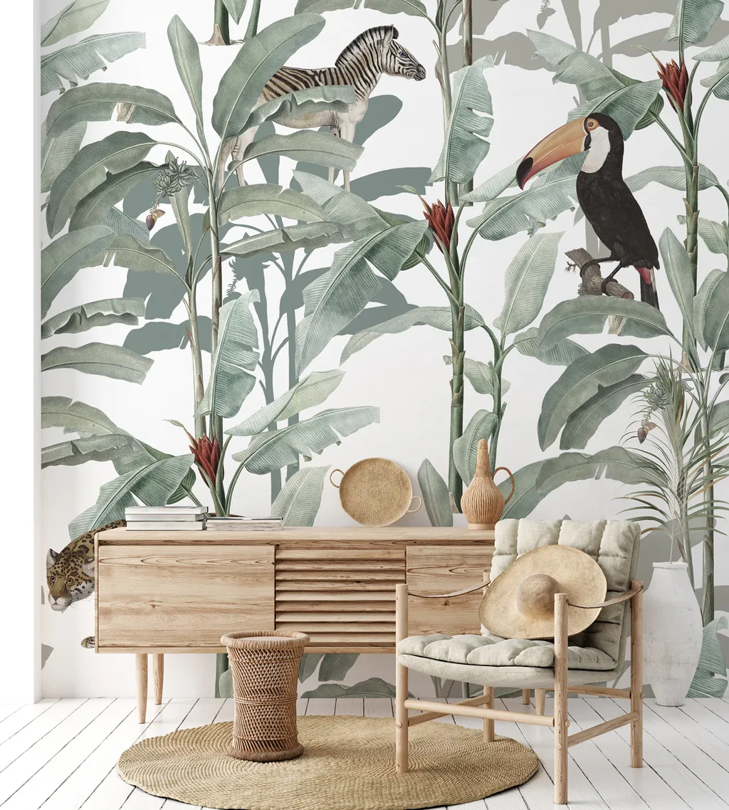 Exotic Animals And Tropical Leaf Peel And Stick & Wall Mural