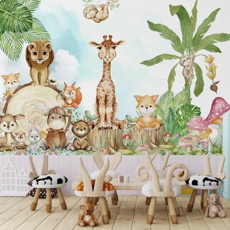 Cute Baby Animals And Nature Peel And Stick Wallpaper