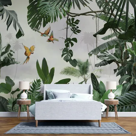 Foggy Tropical Forest Peel And Stick Wallpaper Mural